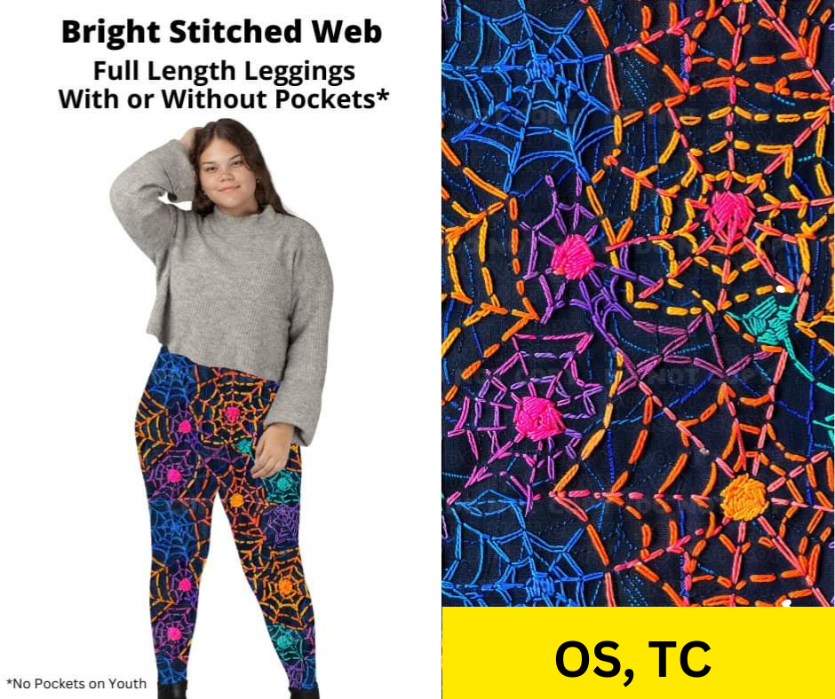 *Clearance* Price Drops in Cart! Bright Stitched Web Full Length Leggings w/ Pockets