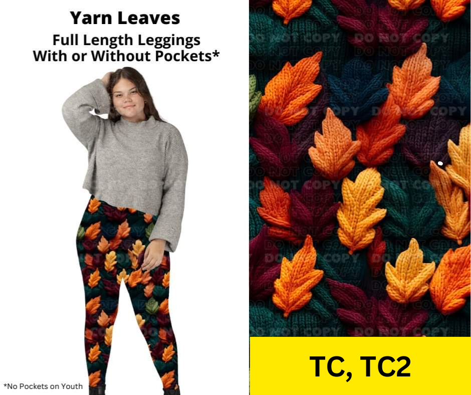 *Clearance* Price Drops in Cart! Yarn Leaves Full Length Leggings w/ Pockets