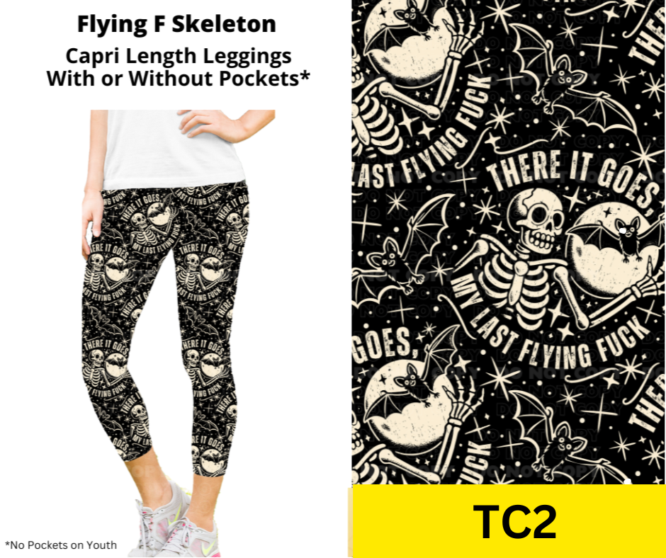 *Clearance* Price Drops in Cart! Flying F Skeleton Capri Length Leggings w/ Pockets