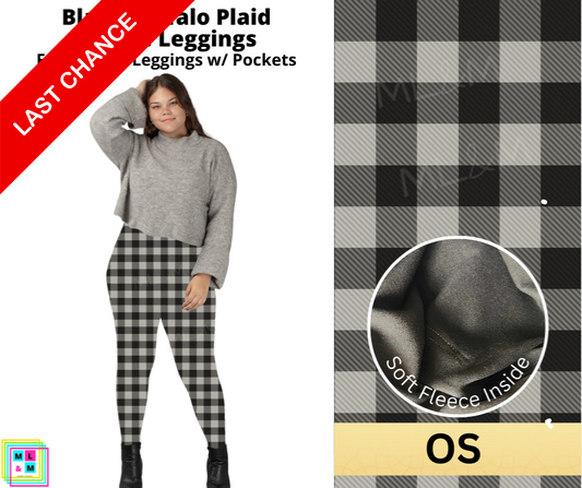 Black Buffalo Plaid Fleece Leggings