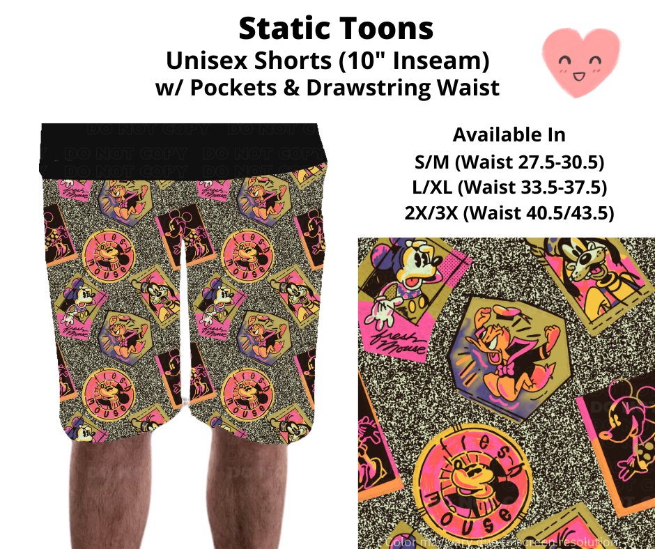 Preorder! Closes 3/3. ETA June. Static Toons Unisex Shorts