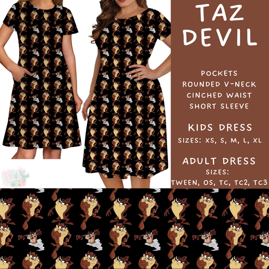 Batch #297 - Cool Characters 8 - Closes 3/3 - ETA late April - Taz Devil Adult & Kids Dresses