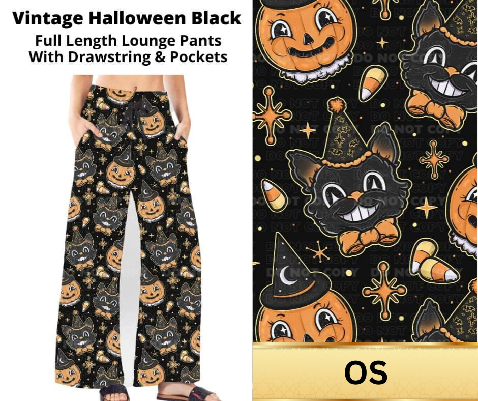 *Clearance* Price Drops in Cart! Vintage Halloween Black Full Length Lounge Pants