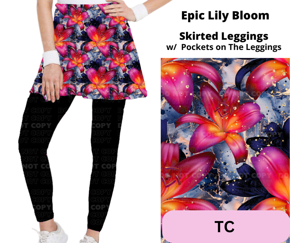 Epic Lily Bloom Skirted Full Length Leggings w/ Pockets