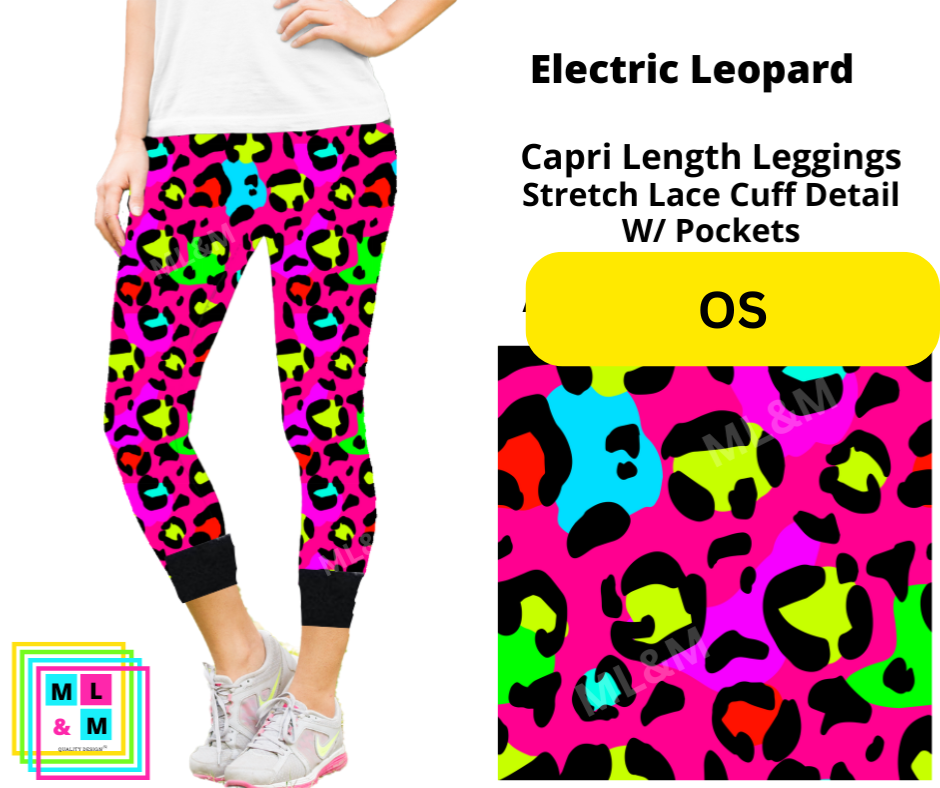 *Clearance* Price Drops in Cart! Electric Leopard Lace Cuff Capris w/ Pockets