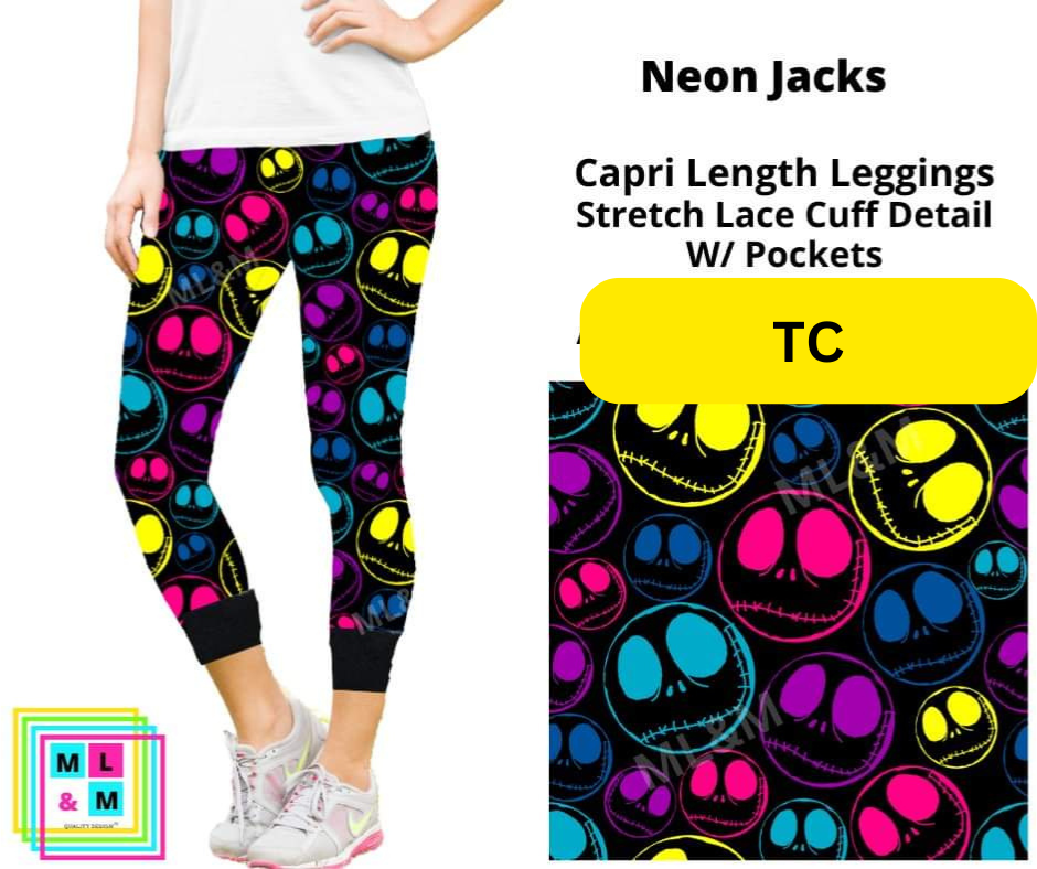 *Clearance* Price Drops in Cart! Neon Jacks Lace Cuff Capris w/ Pockets