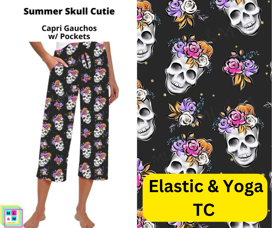 *Clearance* Price Drops in Cart! Summer Skull Cutie Capri Gauchos