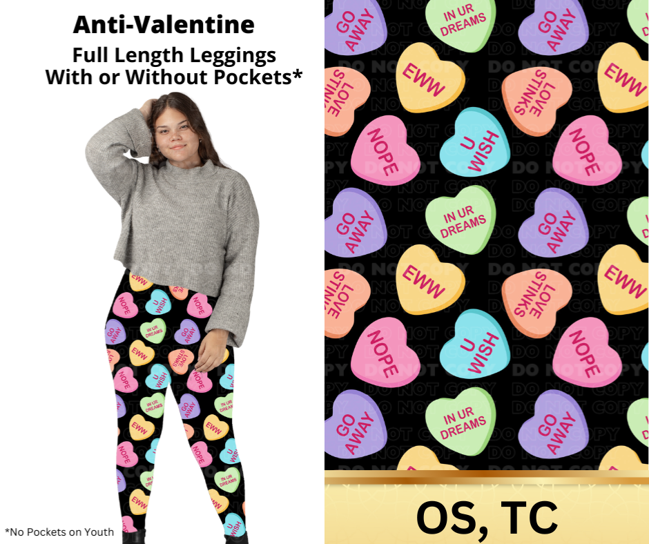 Anti-Valentine Full Length Leggings w/ Pockets