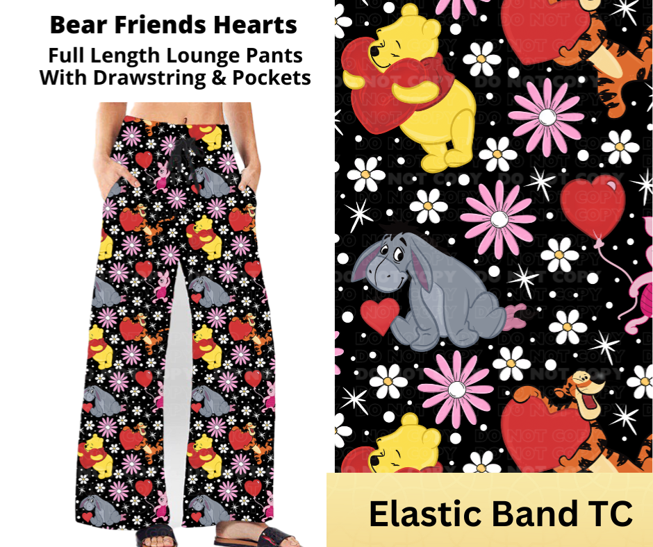 Bear Friends Hearts Full Length Lounge Pants