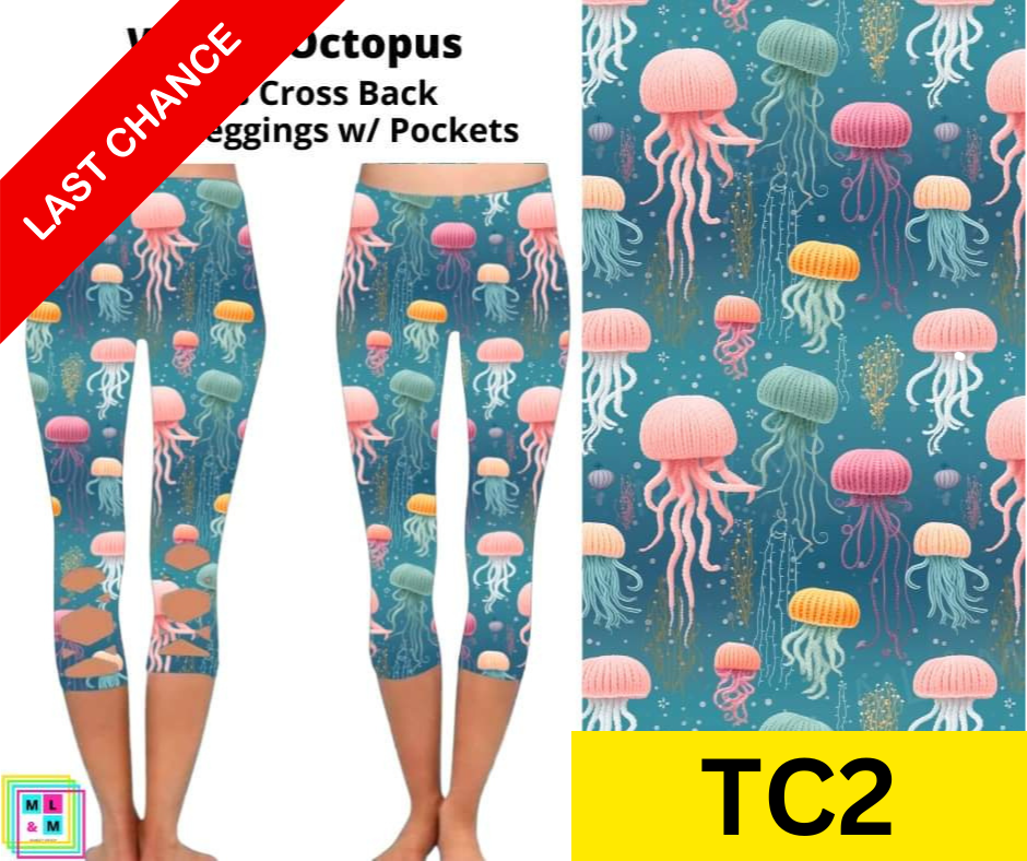 Woven Octopus Criss Cross Capri w/ Pockets