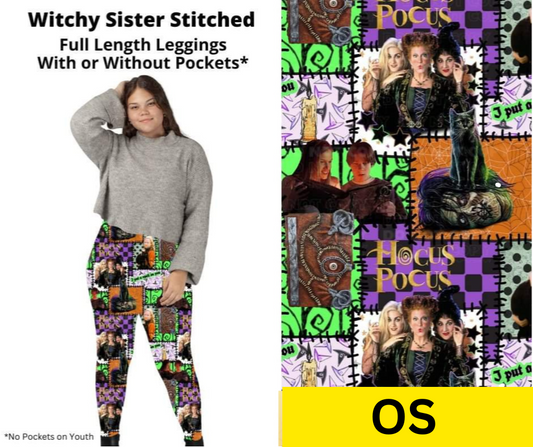 *Clearance* Price Drops in Cart! Witchy Sisters Stitched Full Length Leggings w/ Pockets