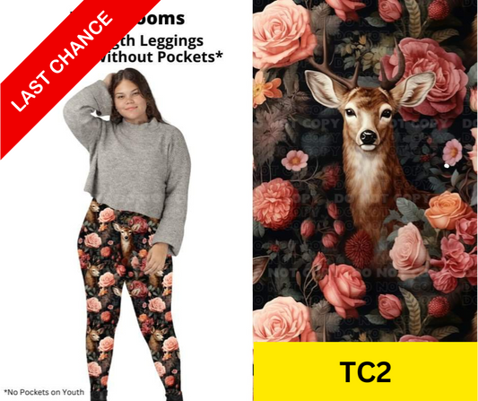 *Clearance* Price Drops in Cart! Deer Blooms Full Length Leggings w/ Pockets