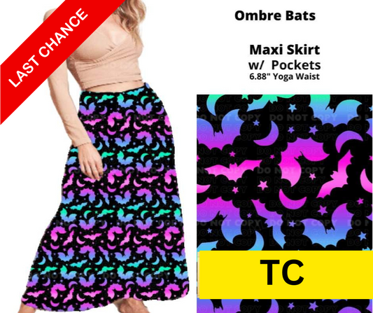 *Clearance* Price Drops in Cart! Ombre Bats Maxi Skirt