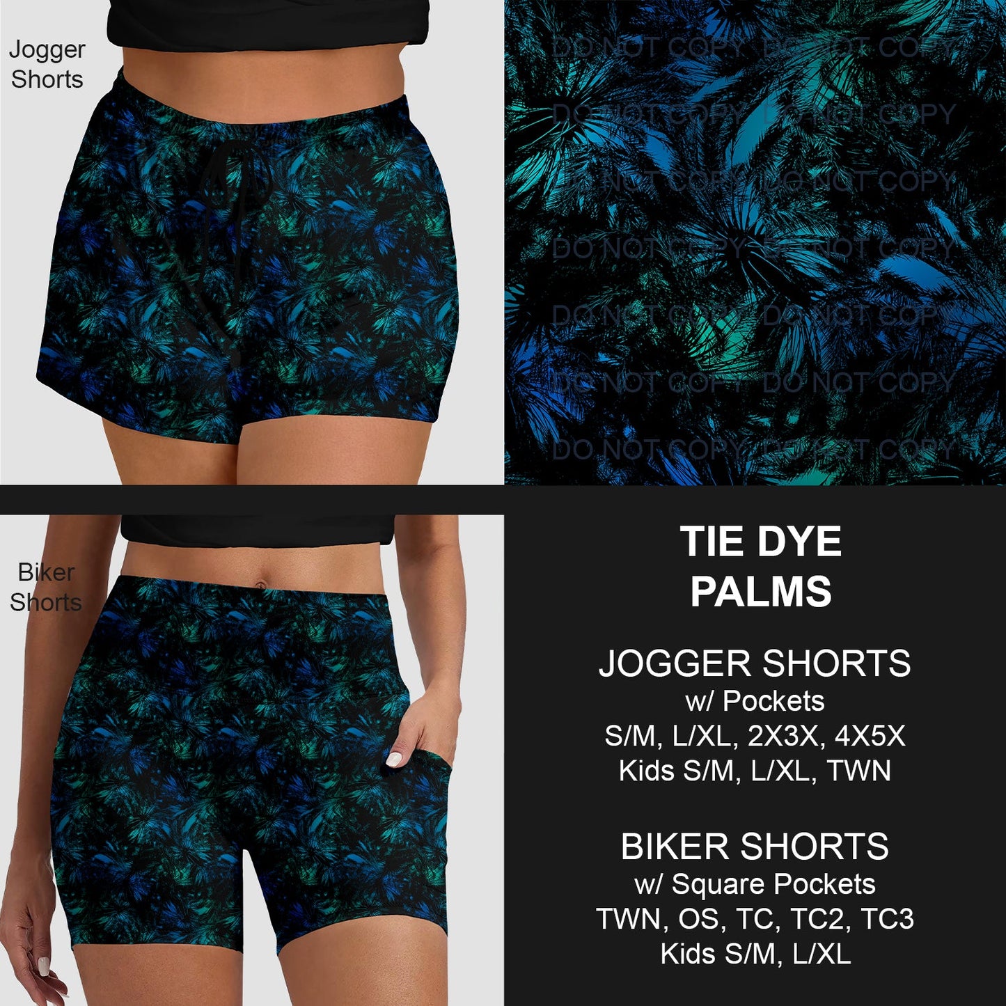 B219 - Preorder Tie Dye Palms Jogger/Biker Shorts (Closes 3/23. ETA: early June)