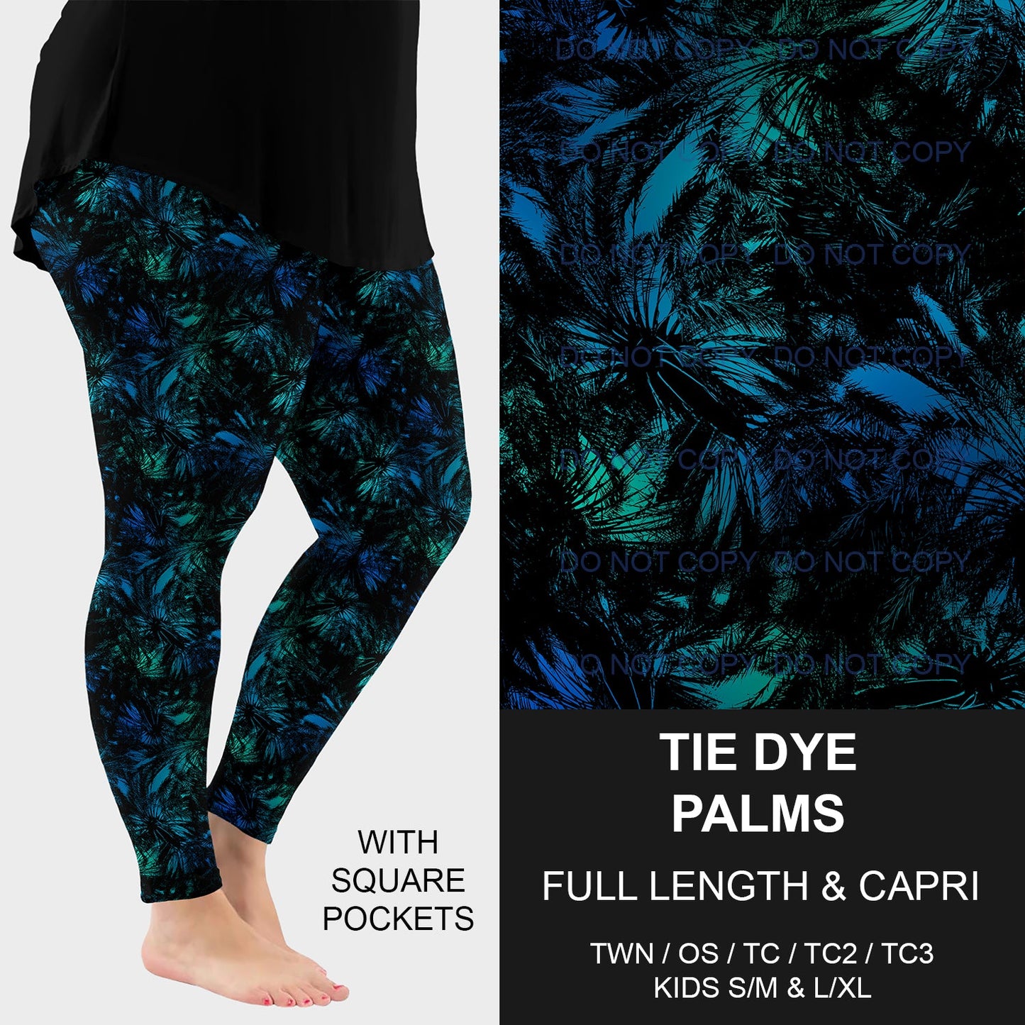 B219 - Preorder Tie Dye Palms Leggings w/ Pockets (Closes 3/23. ETA: early June)