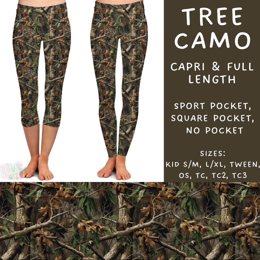 Batch #236 - Fun Run 6 - Closes 11/13 - ETA early Jan - Tree Camo Full and Capri Length Leggings