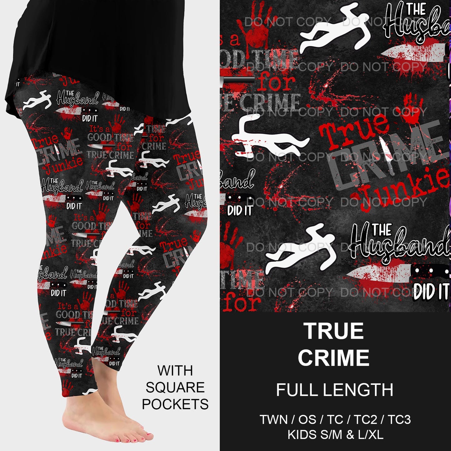 B214 - Preorder True Crime Leggings w/ Pockets (Closes 2/23. ETA mid may)