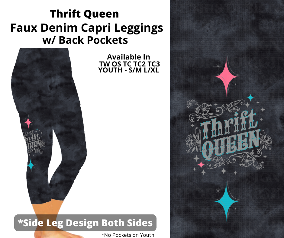 Preorder! Closes 3/19. ETA June. Watercolor Thrift Queen Capris w/ Side Leg Designs