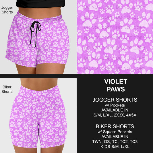 B218 - Preorder Violet Paws Jogger/Biker Shorts w/ Pockets (Closes 3/16. ETA: early June)