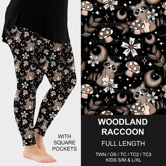 B214 - Preorder Woodland Raccoon Leggings w/ Pockets (Closes 2/23. ETA mid may)