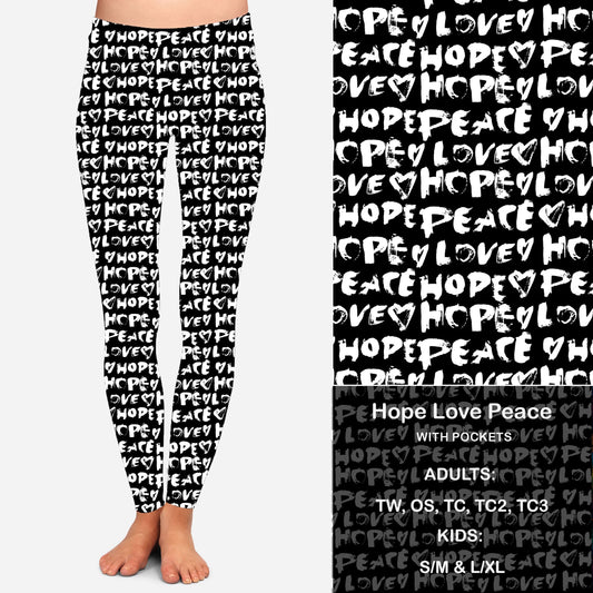 B W Hope Love Peace Leggings with Pockets