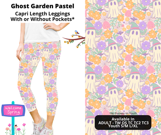 Preorder! Closes 1/22. ETA April. Ghost Garden Pastel Capri Leggings w/wo Pockets