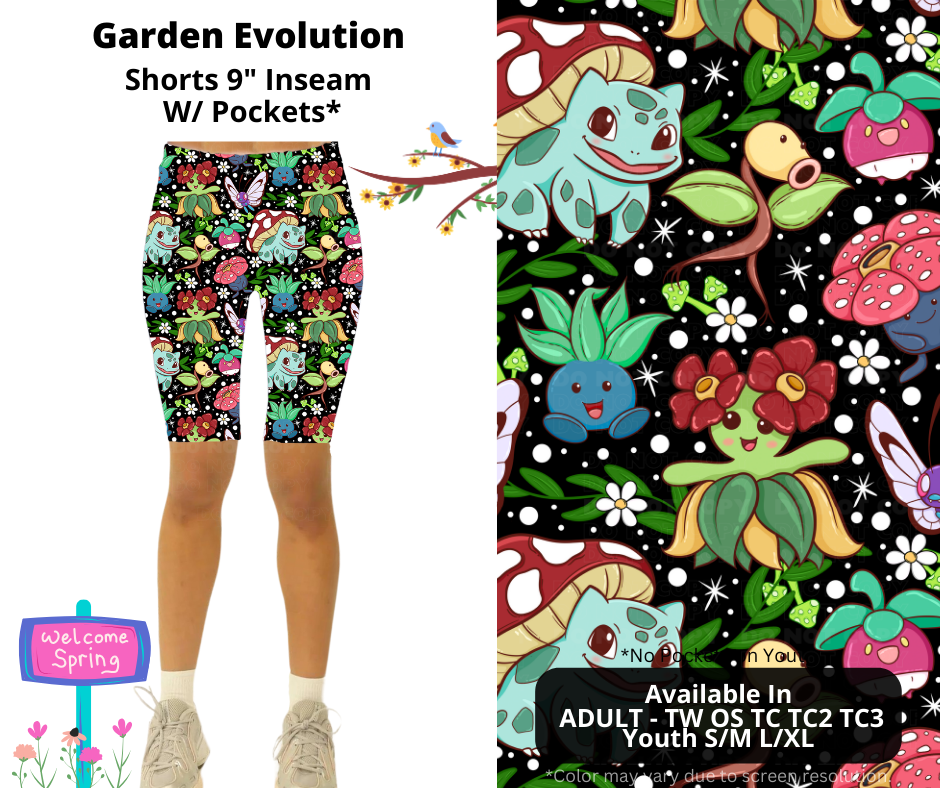 Preorder! Closes 1/27. ETA April. Garden Evolution 9" Inseam Shorts w/wo Pockets