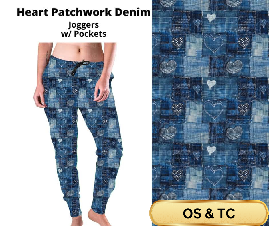 Heart Patchwork Denim Joggers