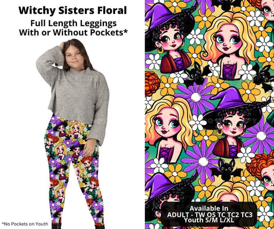 Witchy Sisters Floral Full Length Leggings w/ Pockets