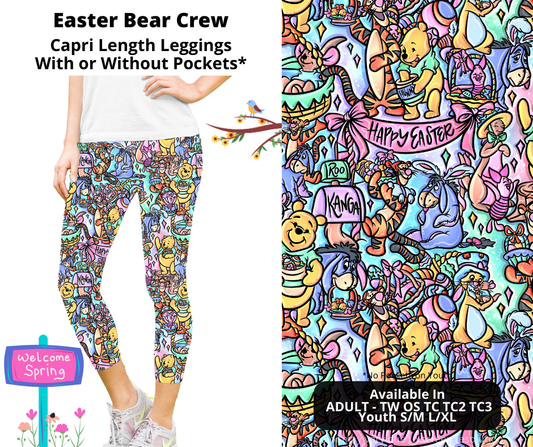 Preorder! Closes 1/22. ETA April. Easter Bear Crew Capri Leggings w/wo Pockets