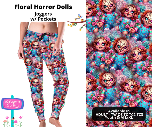 Preorder! Closes 1/27. ETA April. Floral Horror Dolls Joggers