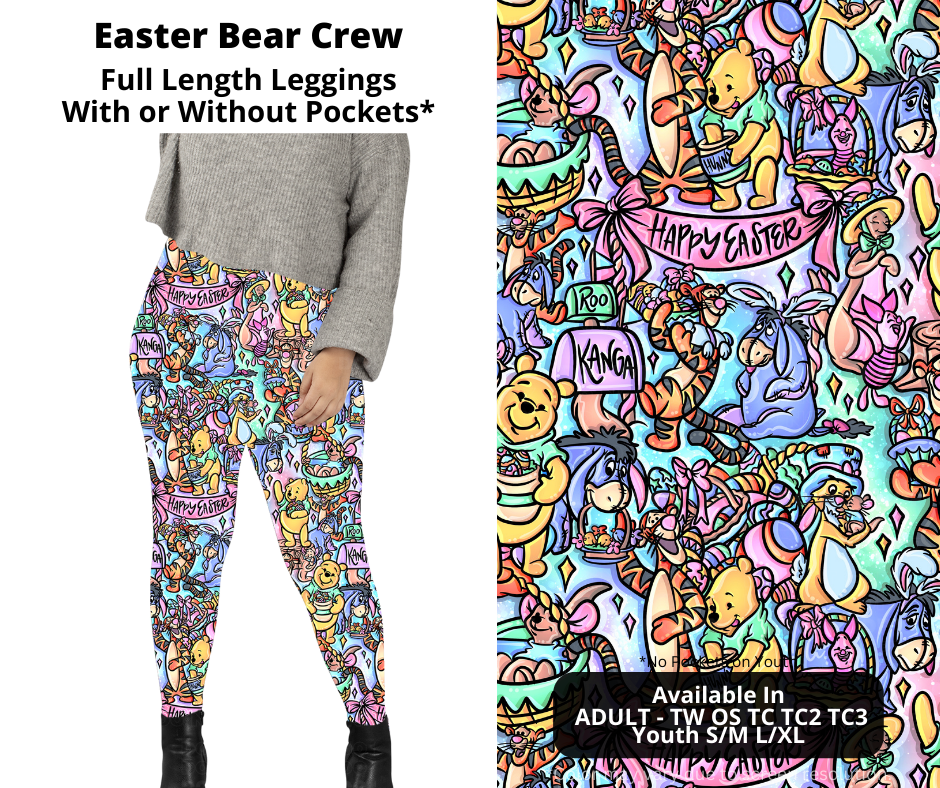 Preorder! Closes 1/22. ETA April. Easter Bear Crew Full Length Leggings w/wo Pockets