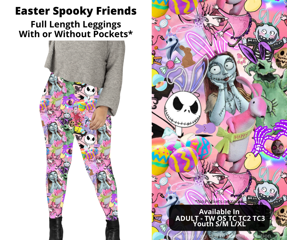 Preorder! Closes 1/22. ETA April. Easter Spooky Friends Full Length Leggings w/wo Pockets