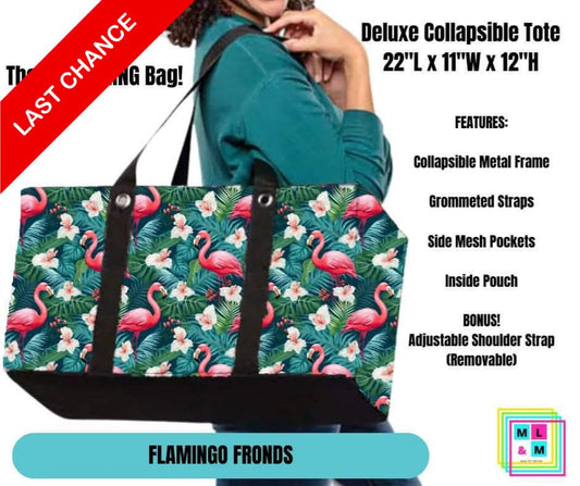 Flamingo Fronds Collapsible Tote