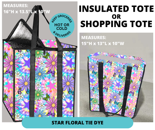 Preorder! Closes 12/30. ETA March. Star Floral Tie Dye Shopping or Insulated Tote