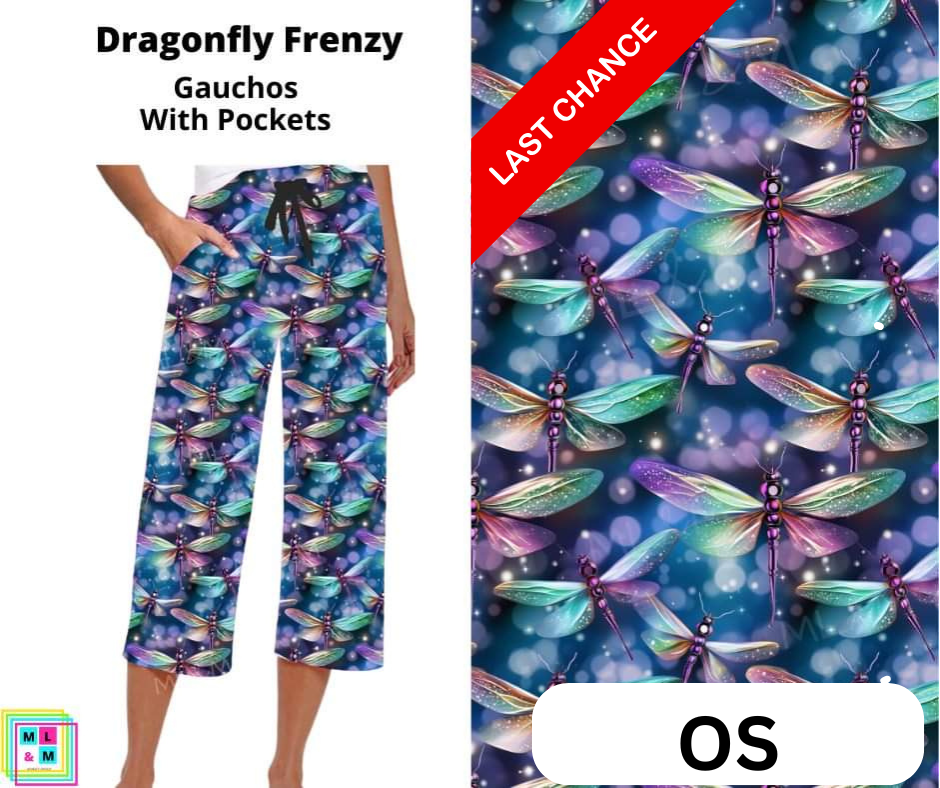 Dragonfly Frenzy Capri Gauchos