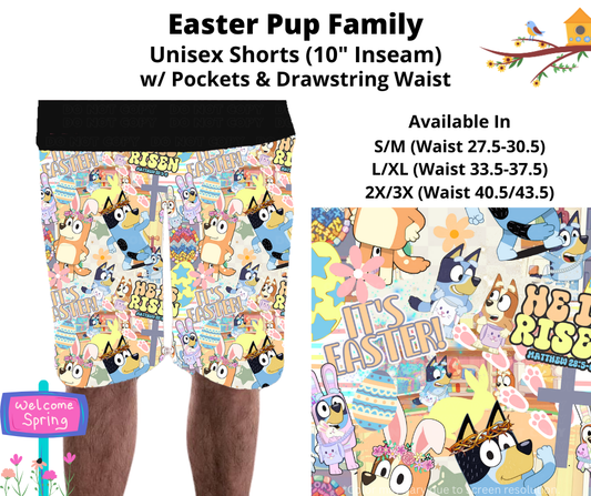 Preorder! Closes 1/22. ETA April. Easter Pup Family Unisex Shorts