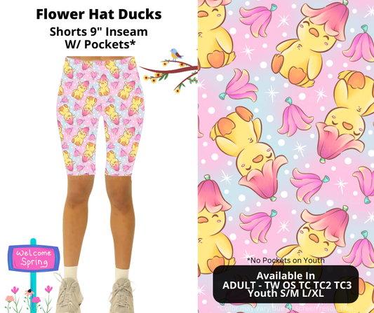 Preorder! Closes 1/27. ETA April. Flower Hat Ducks 9" Inseam Shorts w/wo Pockets