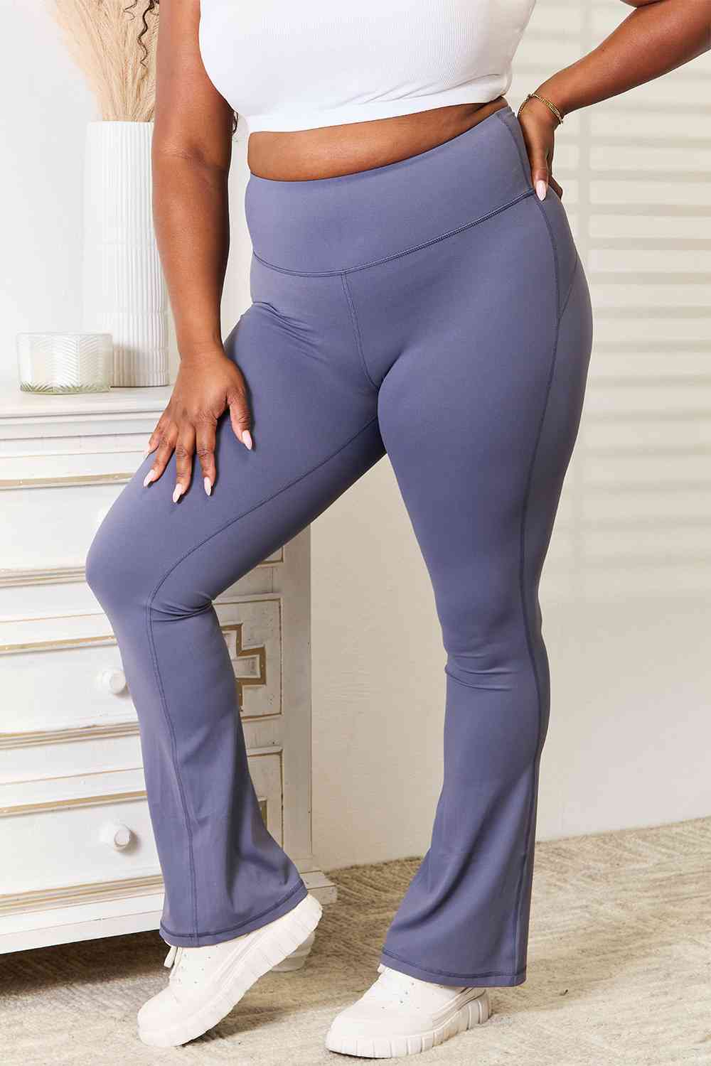 Basic Bae Wide Waistband Bootcut Sports Pants - Alonna's Legging Land