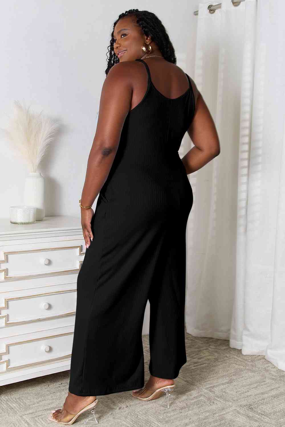 Basic Bae Full Size Spaghetti Strap V-Neck Jumpsuit - Alonna's Legging Land