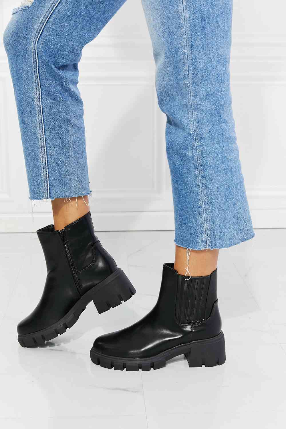 MMShoes What It Takes Lug Sole Chelsea Boots in Black - Alonna's Legging Land