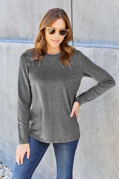 Basic Bae Full Size Round Neck Long Sleeve Top - Alonna's Legging Land