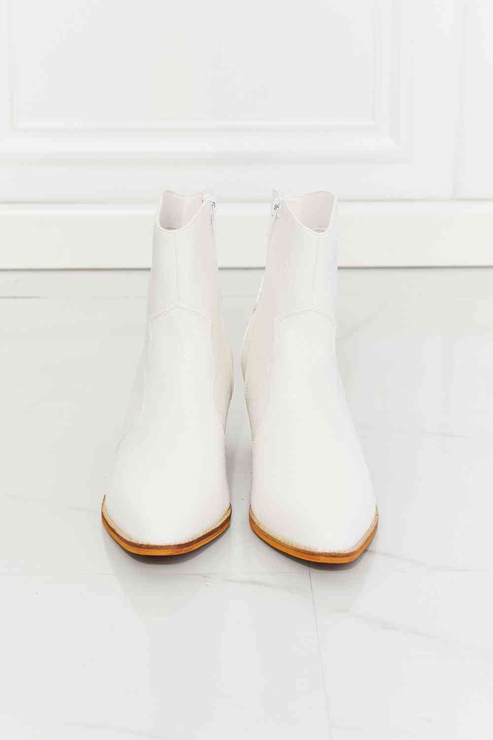 MMShoes Watertower Town Faux Leather Western Ankle Boots in White - Alonna's Legging Land