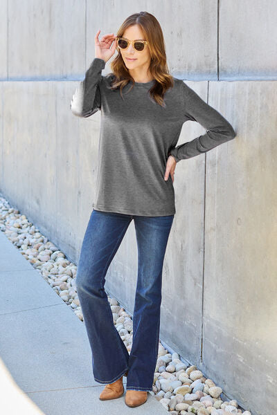 Basic Bae Full Size Round Neck Long Sleeve Top - Alonna's Legging Land