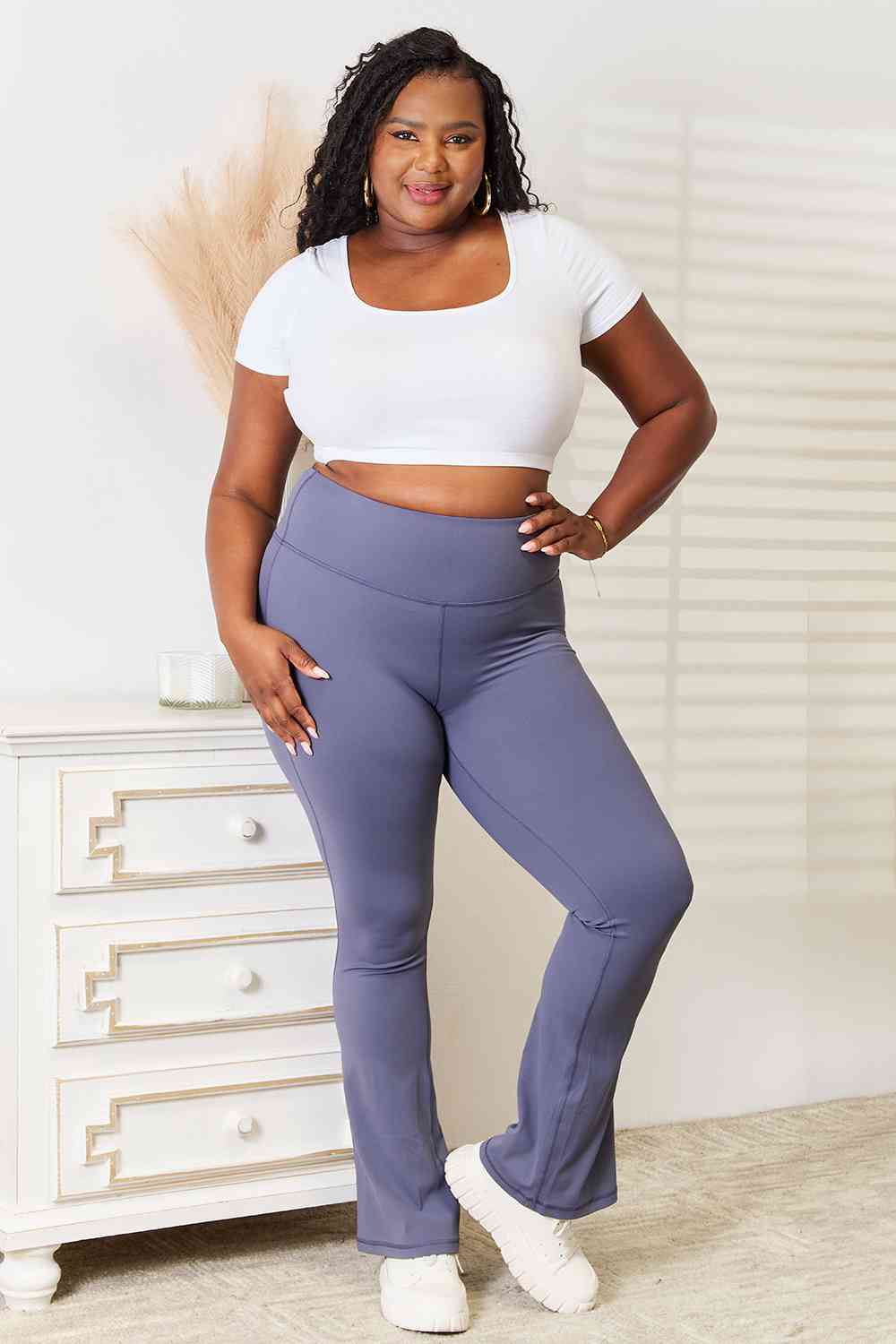 Basic Bae Wide Waistband Bootcut Sports Pants - Alonna's Legging Land