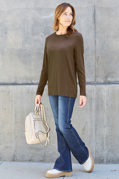 Basic Bae Full Size Round Neck Long Sleeve Top - Alonna's Legging Land